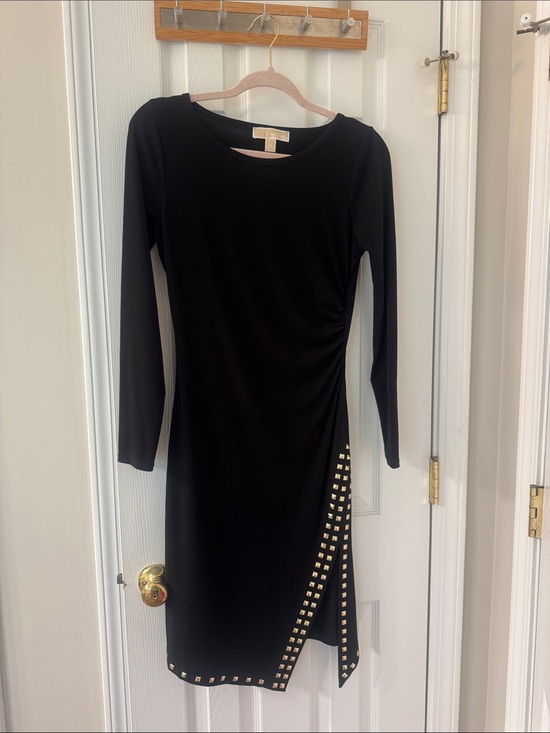 Michael Kors Dresses & Skirts - Michael Kors Black Long-Sleeve Studded Wrap Dress